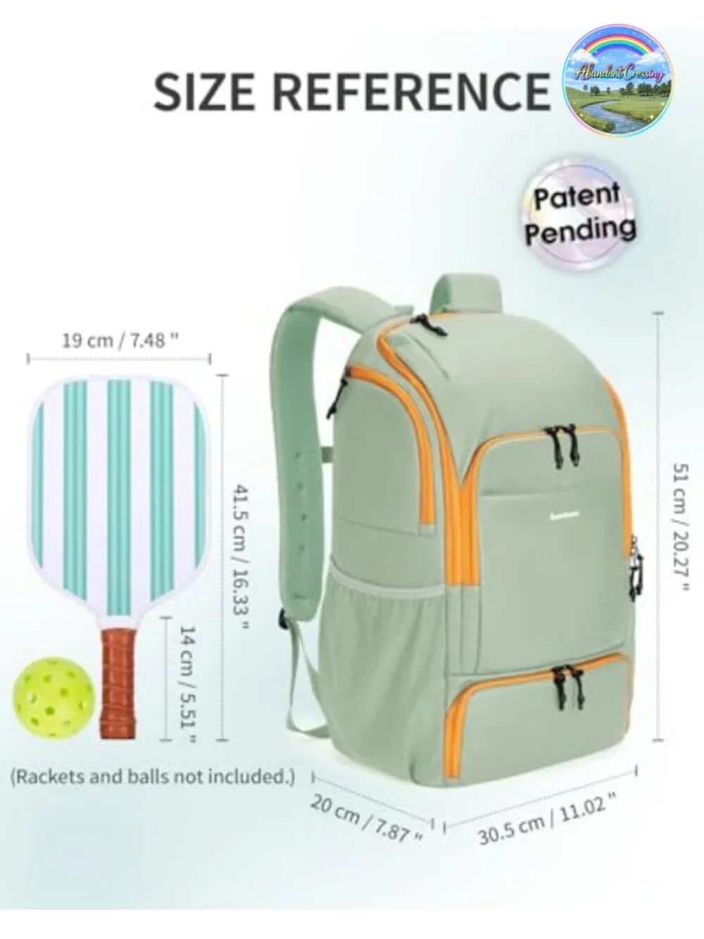 Pickleball Bag Waterproof Backpack with Shoe Compartment